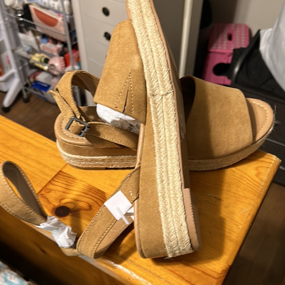 Lane Bryant Espadrille Beige Woven Women's Wedge Ankle Strap Sandals. 11W - Picture 3 of 7